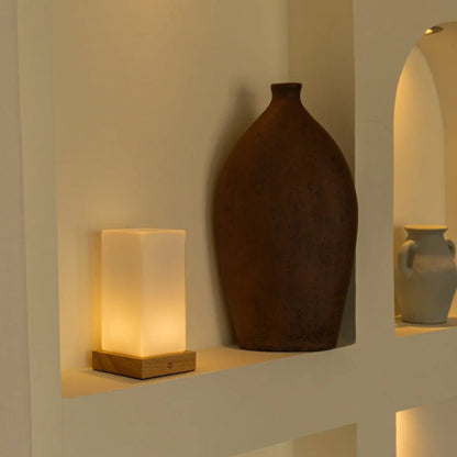 Zayn lichtbruine houten oplaadbare tafellamp