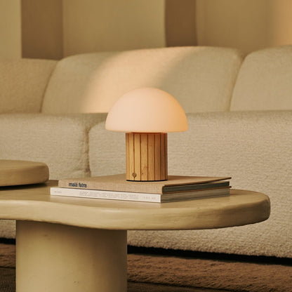 Siebe Light Brown Rechargeable Table Lamp | Dimmable, Modular Lampshade & 3 Light Colors