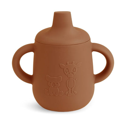 Aiko Siliconen Beker met Drinkdeksel – Caramel Café | 140 ml