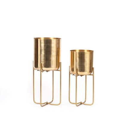 De Messing Plantenbak op Standaard - Messing - M