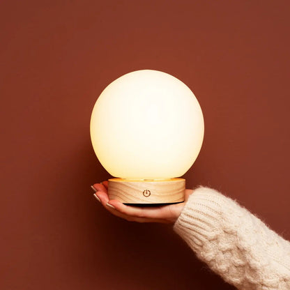 Flore Kleine Lichtbruine Houten Oplaadbare Lamp