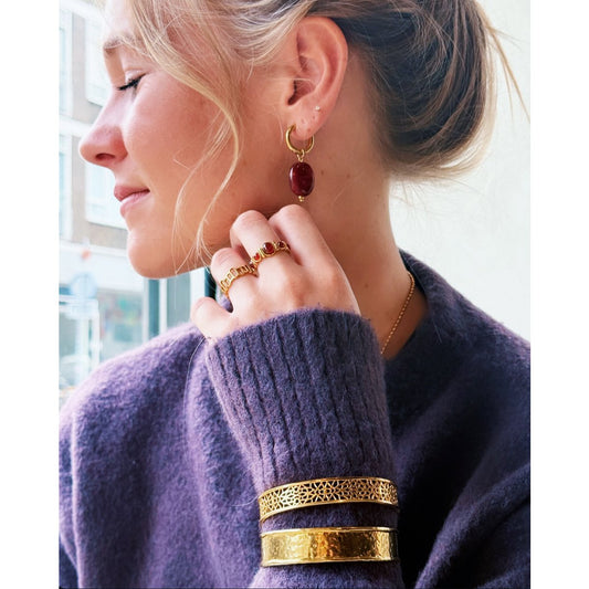 Gladde Ring met 5 Stenen – Rood