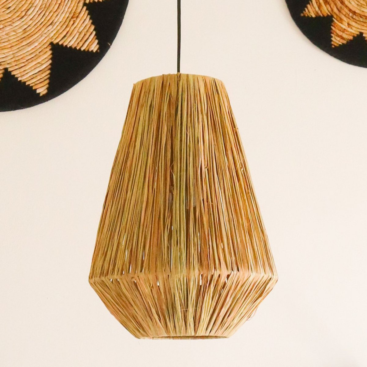 Lampenkap Plafondlamp Pendel rond ENDAH gemaakt van Raffia – Soeji