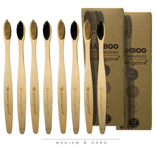Green-Goose Bamboe Tandenborstels – 8 Stuks – Hard & Medium