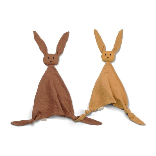 Nuuroo Ado Knuffeldoekje – 2-pack – Caramel Café / Goudgeel