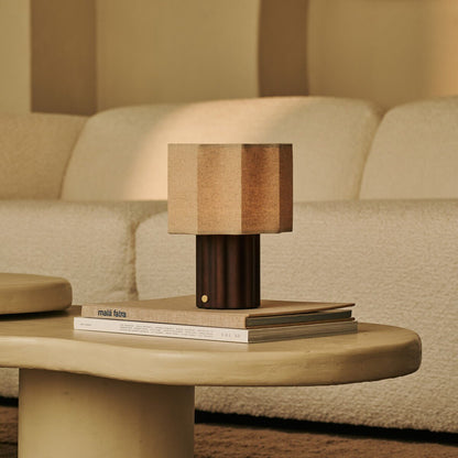 Eloïsa Dark Brown Rechargeable Table Lamp | Linen Blend, Modular & Dimmable