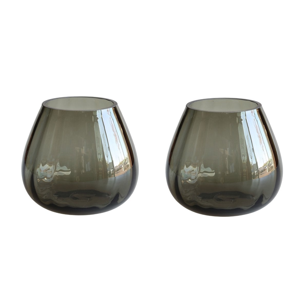 Waxinelichthouder Tasman XS Ribbed Dark Grey (set van 2) – Vase The World