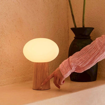 Max Lichtbruine Houten Oplaadbare Tafellamp