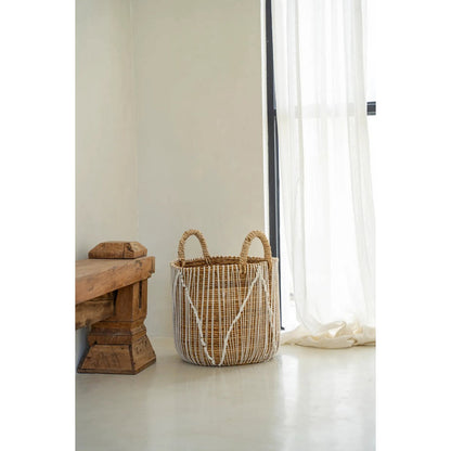 De rechte gestikte macrame -mand - m