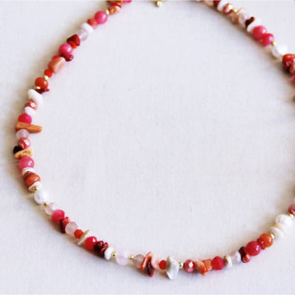 Gemengde kralenketting - koraalmix