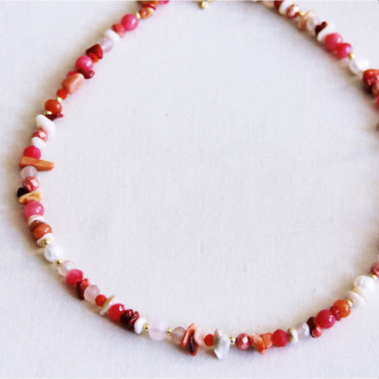 Gemengde kralenketting - koraalmix