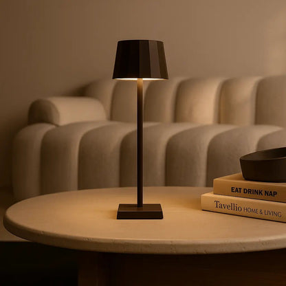William Mocha Brown Rechargeable Table Lamp | Wireless Charging & 120-Hour Battery Life