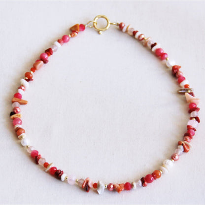Gemengde kralenketting - koraalmix