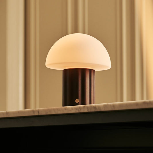 Timo Dark Brown Rechargeable Table Lamp | Dimmable, Modular Lampshade & 3 Light Colors