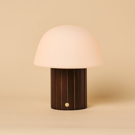 Etienne Dark Brown Rechargeable Table Lamp | Dimmable, Modular Lampshade & 3 Light Colors