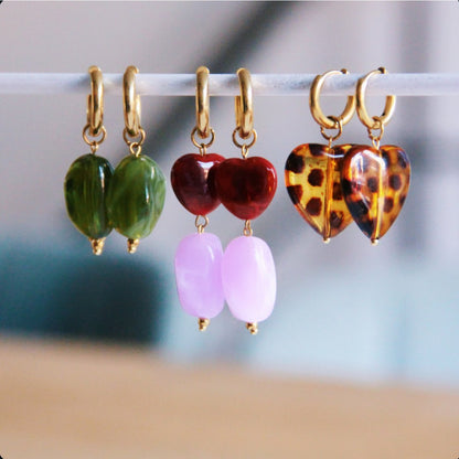 Oorbellen met nugget-bedel – groen