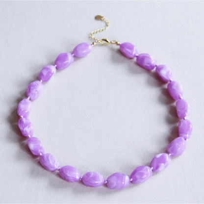 Beaded Necklace ‘Nugget’ Large – Lilac