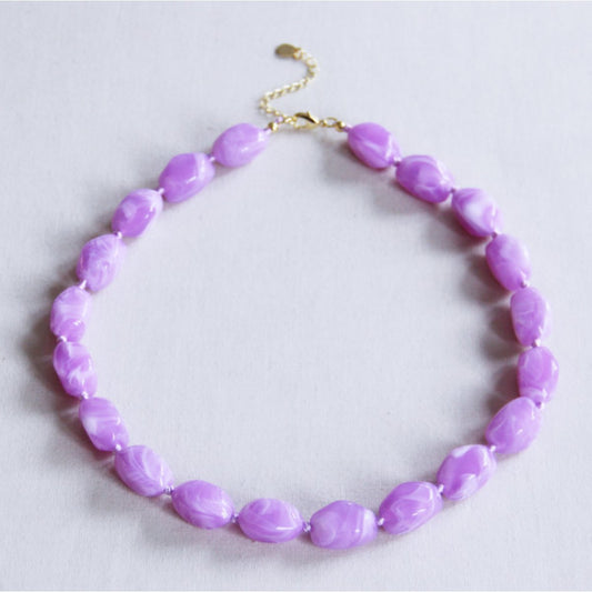 Beaded Necklace ‘Nugget’ Large – Lilac