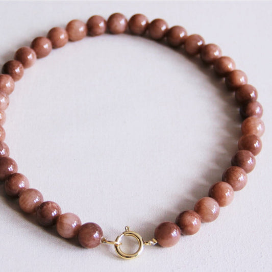 Natuurlijke stenen kralenketting xl - bruin