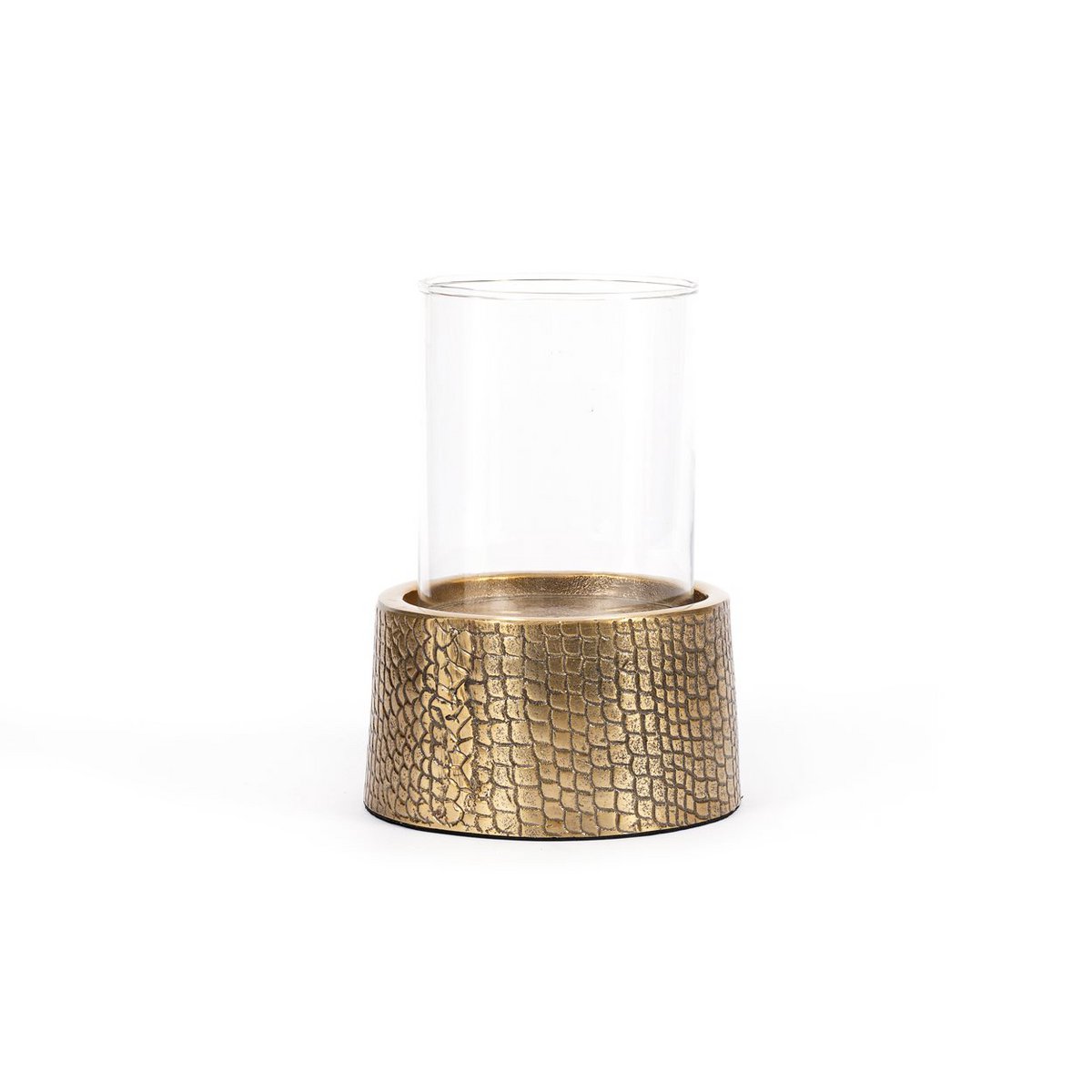 De Croco Kaarsenhouder met Glas - Messing - L – Bazar Bizar Living