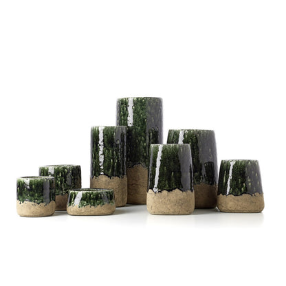 The Moss Cylinder Vase - Concrete Green - L