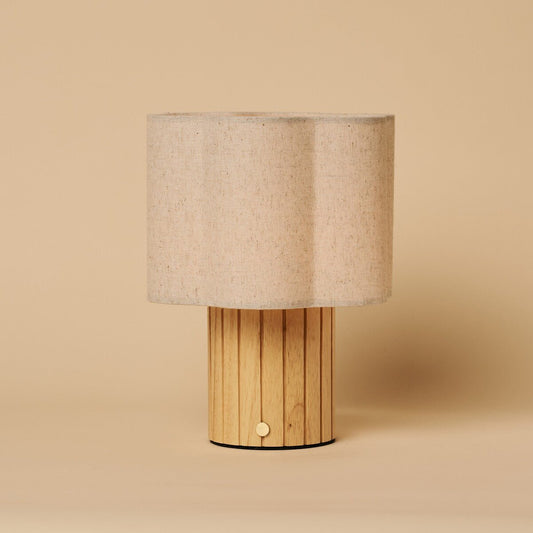 Bianca Light Brown Rechargeable Table Lamp | Stylish, Functional & Linen Blend