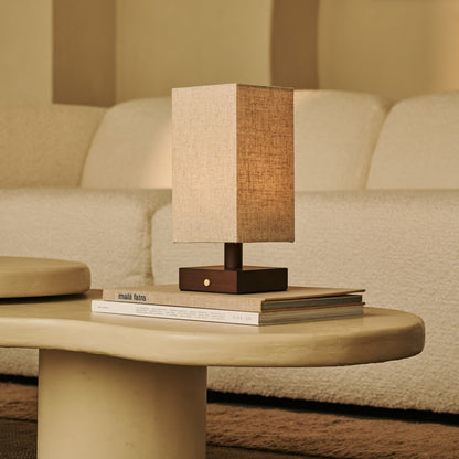 Bob Dark Brown Cordless Wooden Table Lamp | Dimmable, Rechargeable & Up 100 Hours Battery Hours