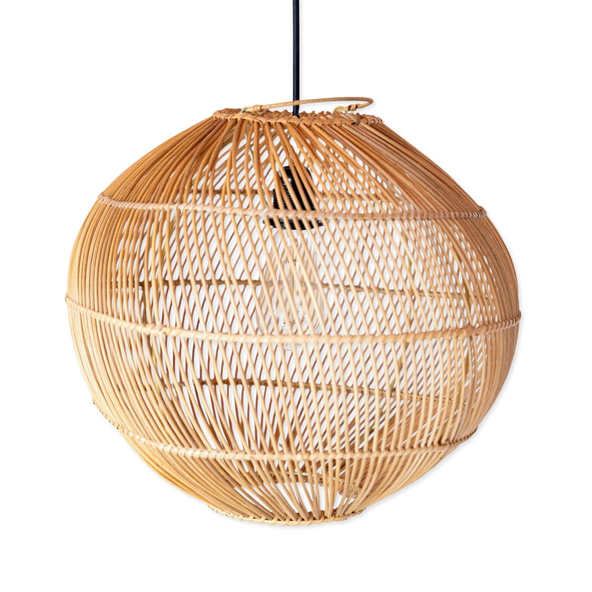 Round Rattan Lampshade - Boho hanglamp Modern - Handgemaakte plafondlamp - Sferische natuurlijke hanglamp (Ø 40/50 cm) Kencana – Soeji (foto 4 van 6)