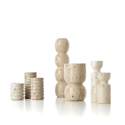 De Travertine Ripple T-Lichthouder - Beige - L