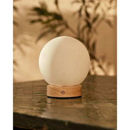Flore Kleine Lichtbruine Houten Oplaadbare Lamp