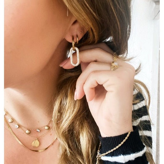 Bazou Oorbel Ovale Kristallen Hanger