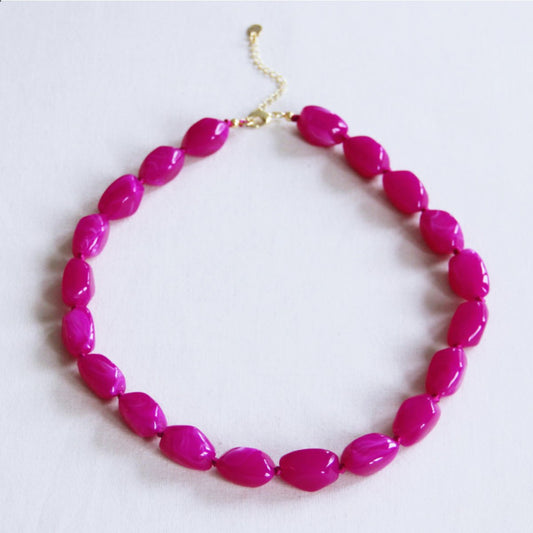 Beaded Necklace 'Nugget' Large – Fuchsia