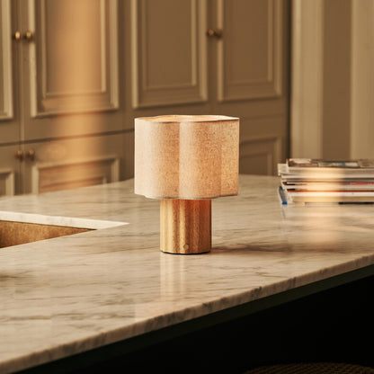 Yalisa Light Brown Rechargeable Table Lamp | Modular, Linen Blend & Dimming Function