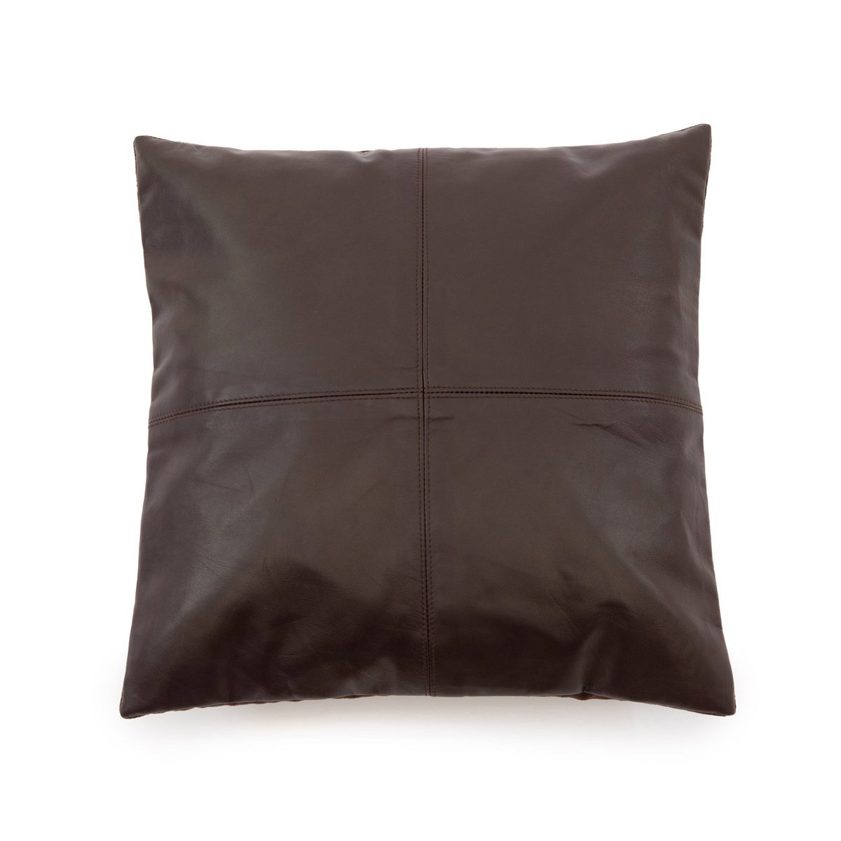De leren kussenhoes met vier panelen - Choco - 40x40 – Bazar Bizar Living