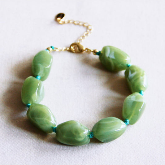 Kralenarmband 'nugget' groot - groen