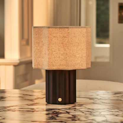 Eloïsa Dark Brown Rechargeable Table Lamp | Linen Blend, Modular & Dimmable