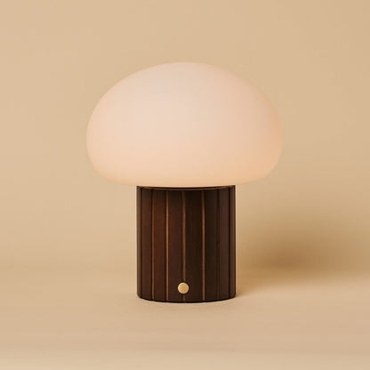 Pieter Dark Brown Rechargeable Table Lamp | Cordless, 3 Light Modes & Glass Lampshade