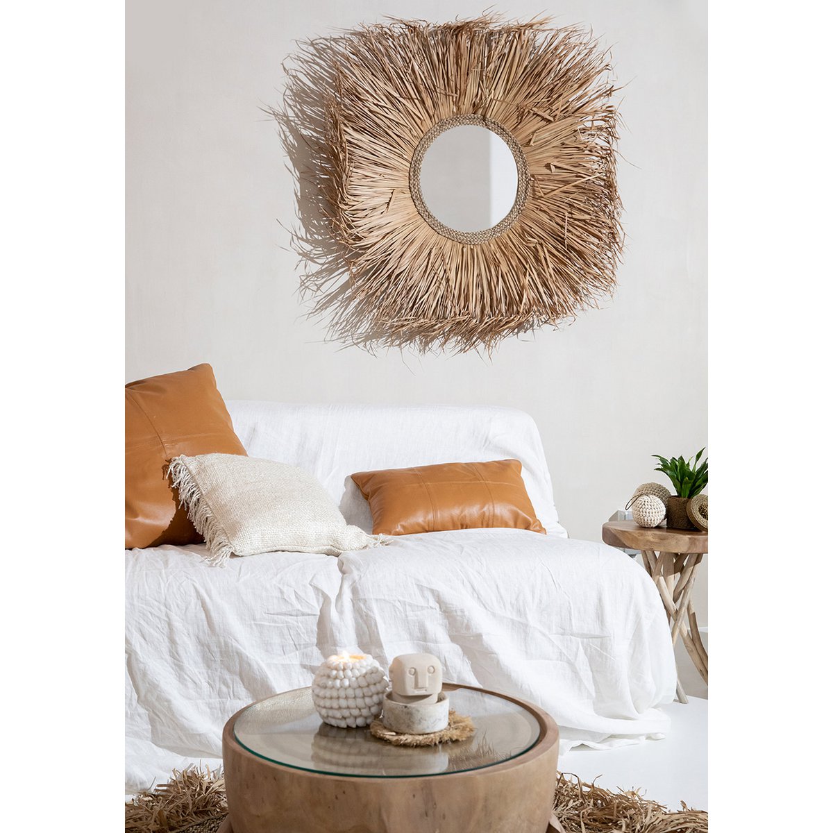 The Four Panel Leren Kussenhoes - Camel - 60x60 – Bazar Bizar Living (foto 6 van 7)