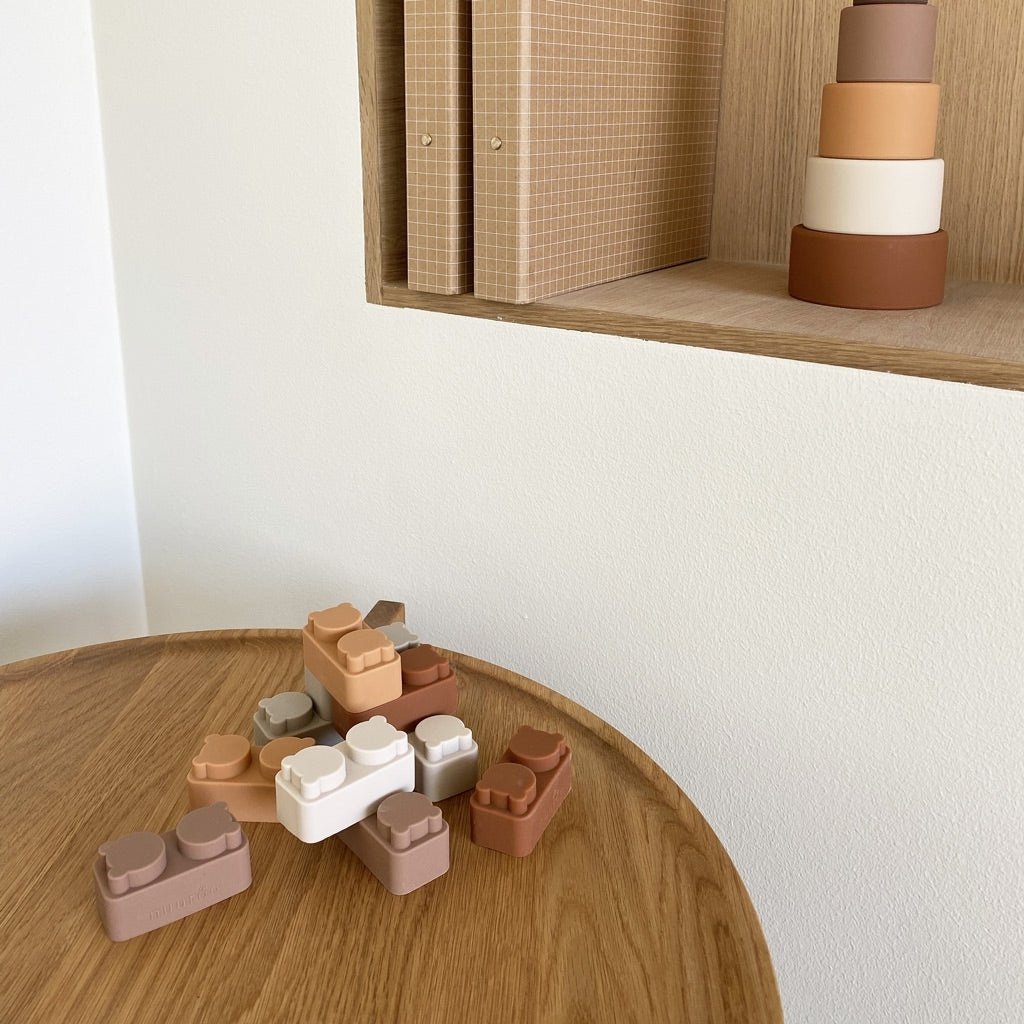 Nuuroo Stapel Siliconen Bouwstenen – 10 stuks – Bruine Kleurenmix