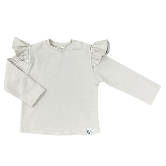 Longsleeve met ruffle – beige