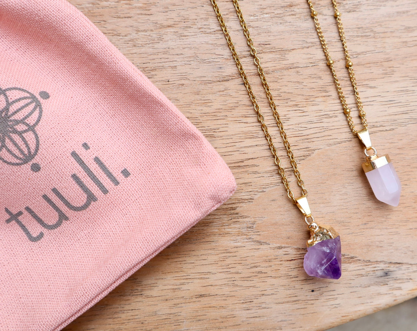 Rozenkwarts Punt Ketting – liefde & rust