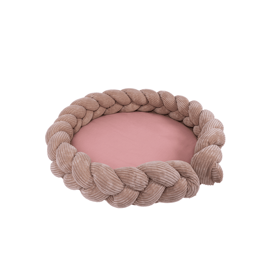 MeowBaby® Baby Nest & Speelmat met Vlechtbumper – Powder Pink
