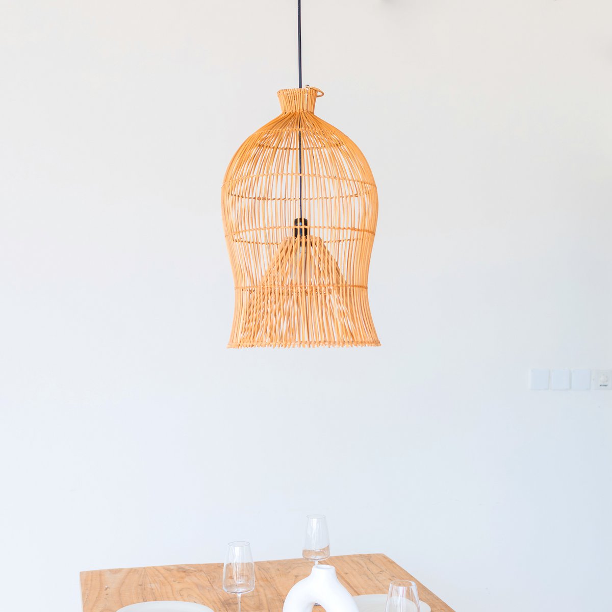 Rotan lampenkap – Boho hanglamp – plafondlamp hangend – Boho plafondlamp MAHARA (Ø35 cm) – Soeji (foto 2 van 7)