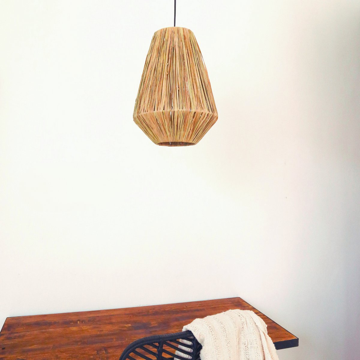 Lampenkap Plafondlamp Pendel rond ENDAH gemaakt van Raffia – Soeji (foto 5 van 6)