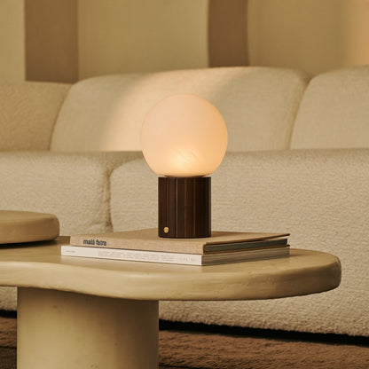 Nadine Dark Brown Rechargeable Table Lamp | 3 Light Colors, Modular Lampshade & Cordless