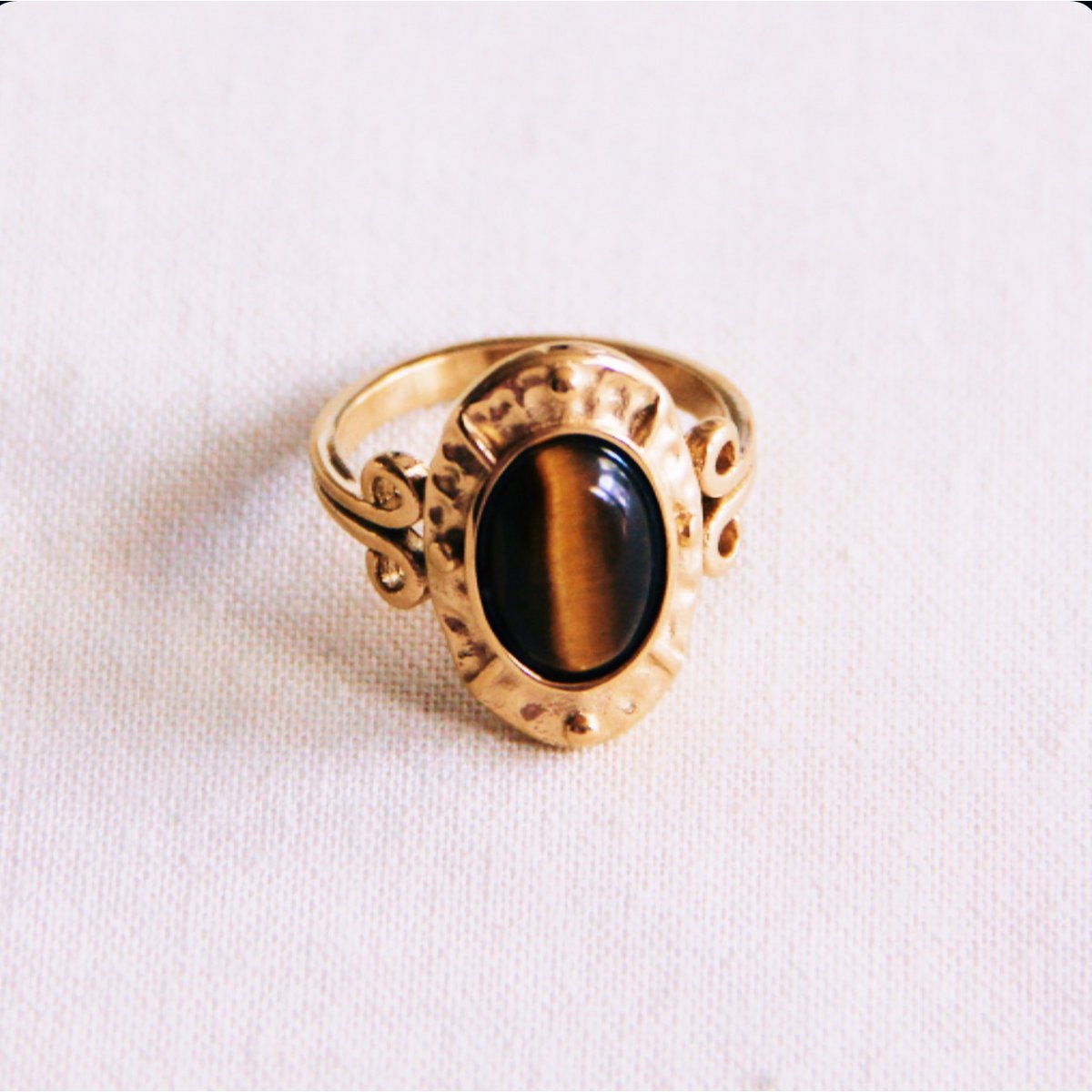 Statement ring met ovale steen – Bruin
