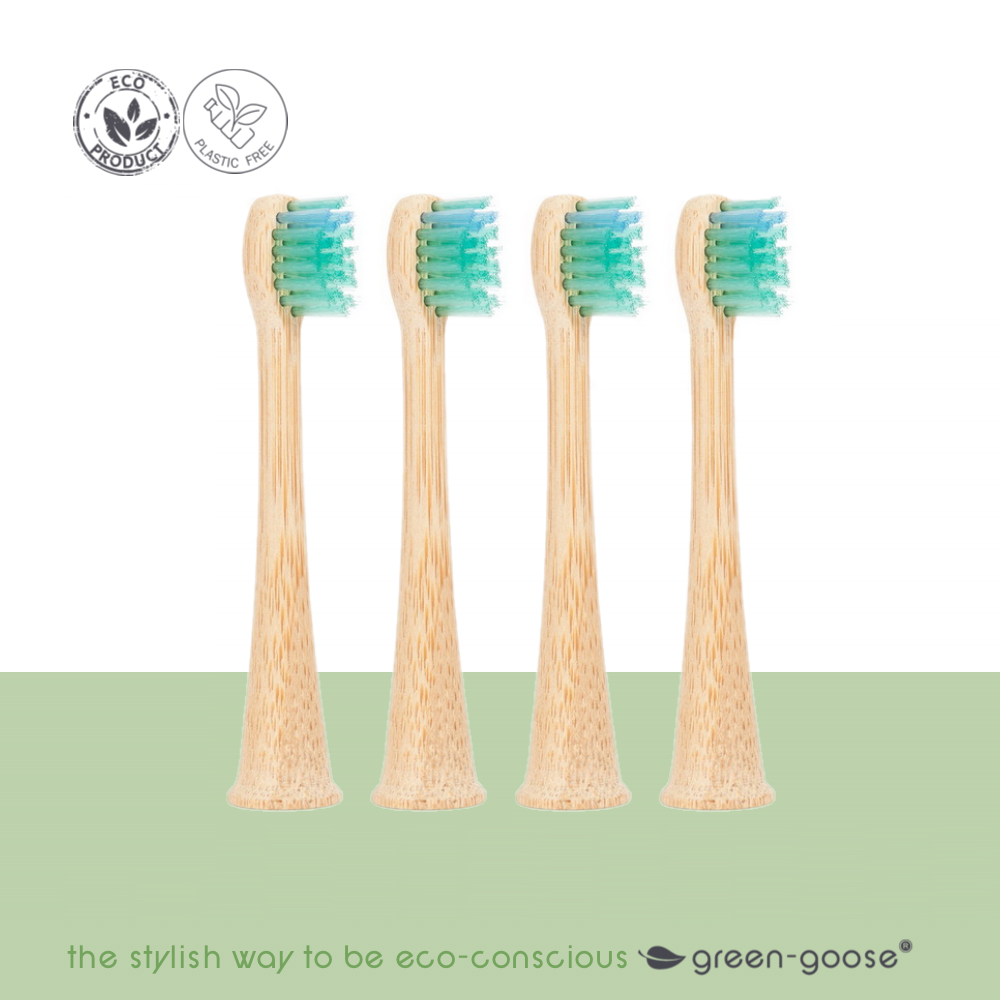 Green-Goose Sonicare Bamboe Opzetborstels Kinderen - 4 Stuks - Groen