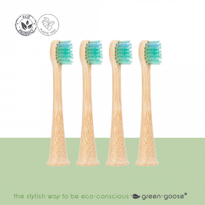 Green-Goose Sonicare Bamboe Opzetborstels Kinderen - 4 Stuks - Groen