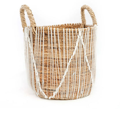 De rechte gestikte macrame -mand - l