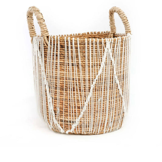 De rechte gestikte macrame -mand - l